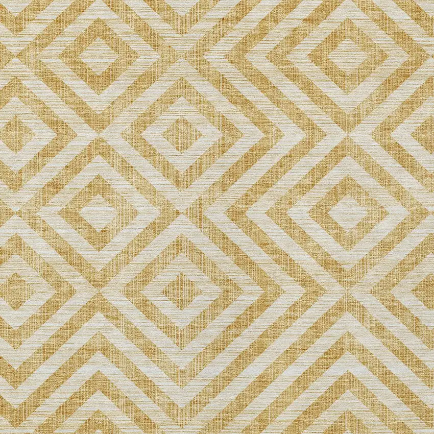 Gold Beige And Ivory Geometric Washable Indoor Outdoor Area Rug Photo 5