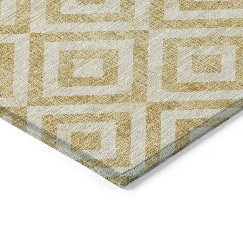 Gold Beige And Ivory Geometric Washable Indoor Outdoor Area Rug Photo 4