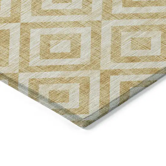 Gold Beige And Ivory Geometric Washable Indoor Outdoor Area Rug Photo 3