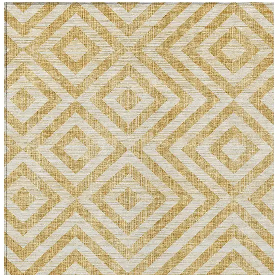 Gold Beige And Ivory Geometric Washable Indoor Outdoor Area Rug Photo 4