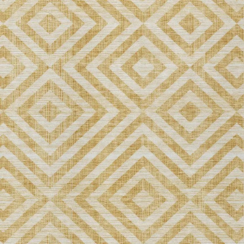 Gold Beige And Ivory Geometric Washable Indoor Outdoor Area Rug Photo 4