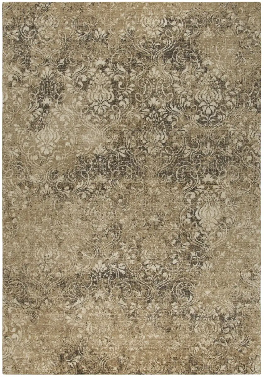 Gold Beige And Ivory New Zealand Lambs Wool Damask Hand Carved Handmade Area Rug Photo 1