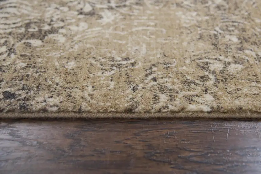 Gold Beige And Ivory New Zealand Lambs Wool Damask Hand Carved Handmade Area Rug Photo 5