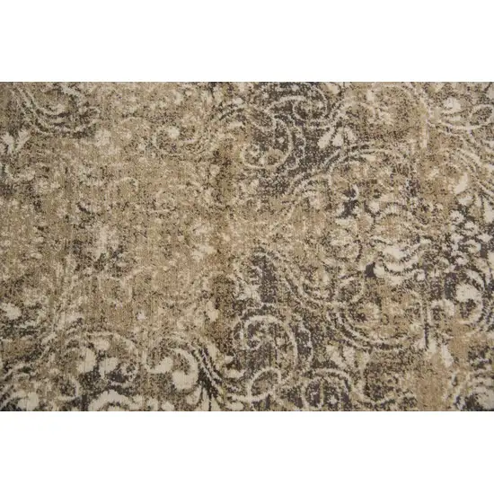 Gold Beige And Ivory New Zealand Lambs Wool Damask Hand Carved Handmade Area Rug Photo 3