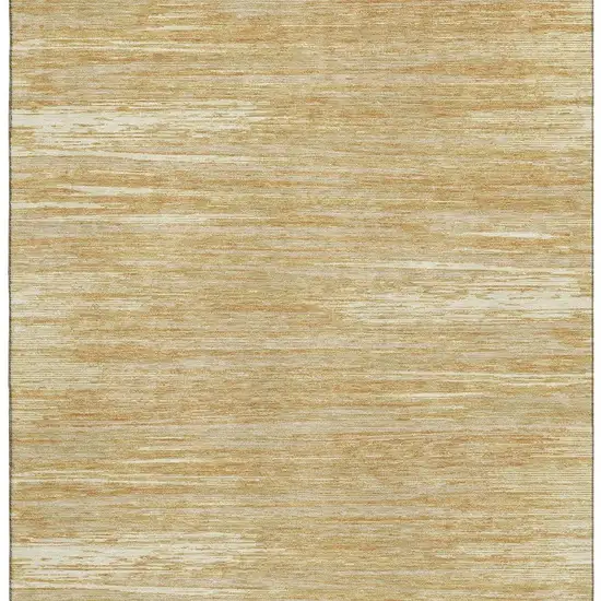 Gold Beige And Ivory Striped Washable Area Rug With UV Protection Photo 5