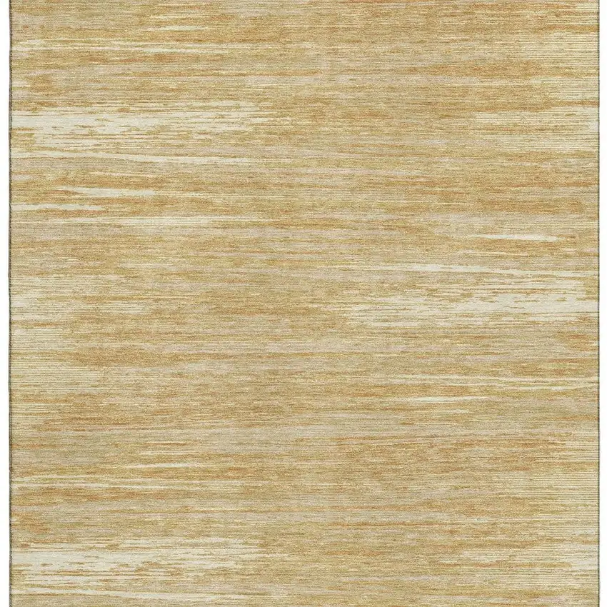 Gold Beige And Ivory Striped Washable Area Rug With UV Protection Photo 5