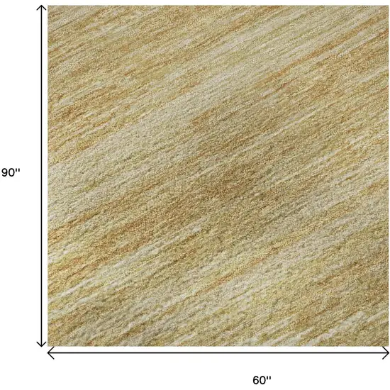 Gold Beige And Ivory Striped Washable Area Rug With UV Protection Photo 9