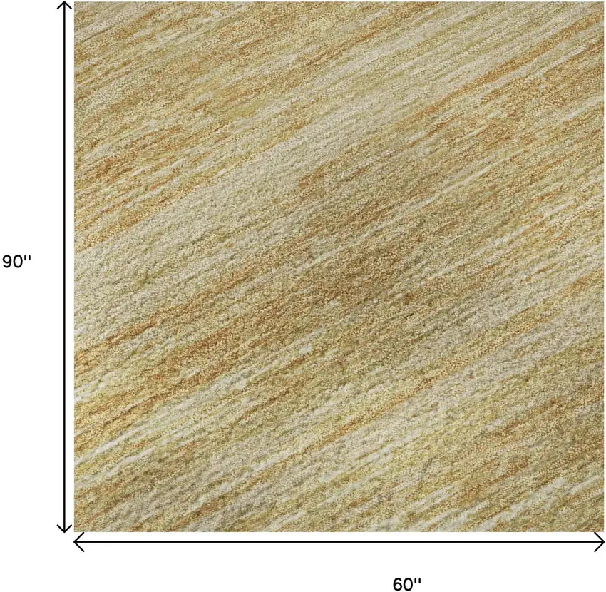 Gold Beige And Ivory Striped Washable Area Rug With UV Protection Photo 9