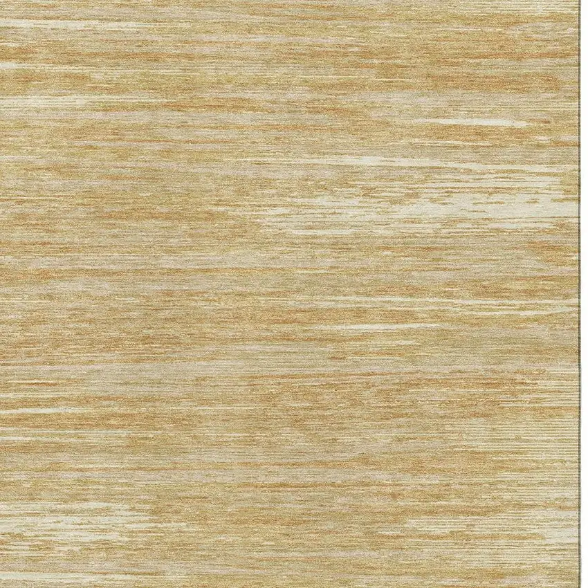 Gold Beige And Ivory Striped Washable Area Rug With UV Protection Photo 3