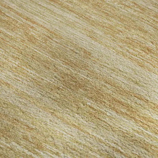 Gold Beige And Ivory Striped Washable Area Rug With UV Protection Photo 3