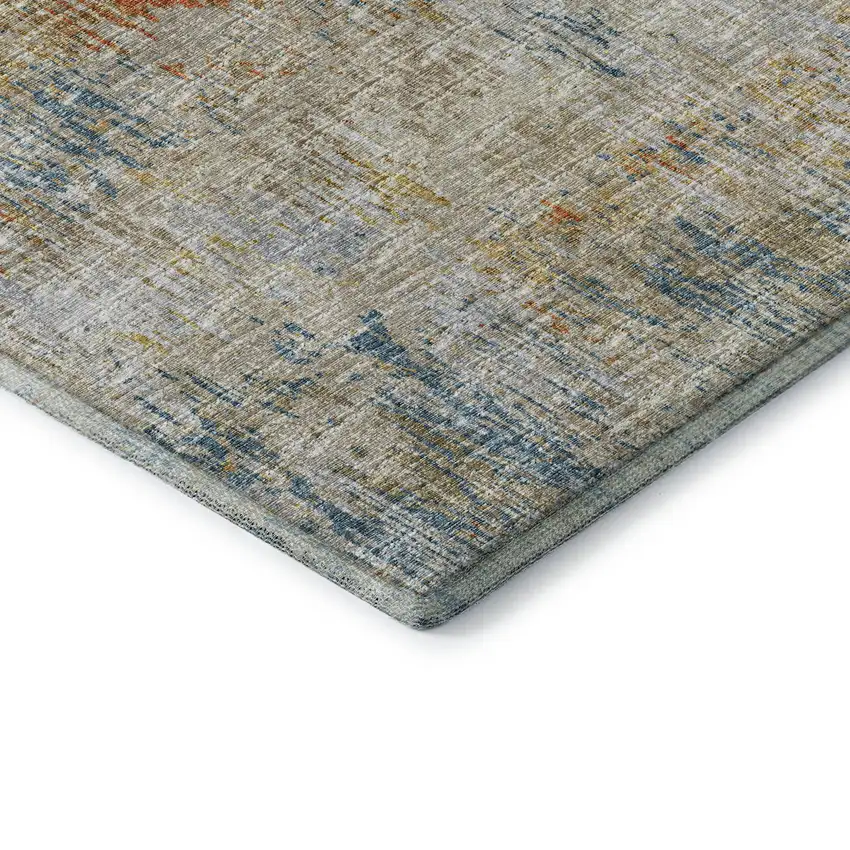 Gold Beige And Orange Abstract Washable Indoor Outdoor Area Rug Photo 4