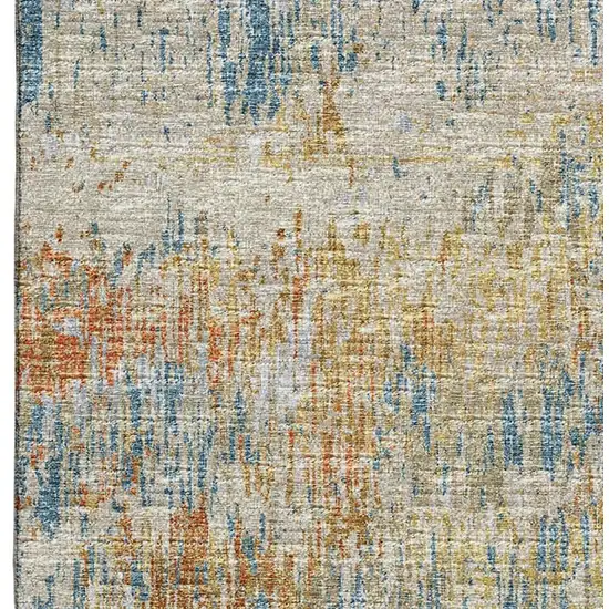 Gold Beige And Orange Abstract Washable Indoor Outdoor Area Rug Photo 7