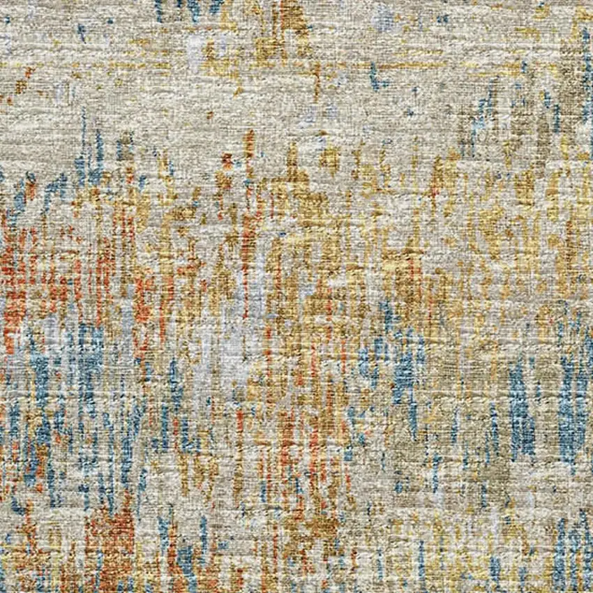 Gold Beige And Orange Abstract Washable Indoor Outdoor Area Rug Photo 4