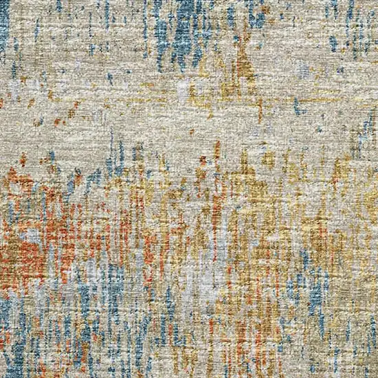Gold Beige And Orange Abstract Washable Indoor Outdoor Area Rug Photo 4