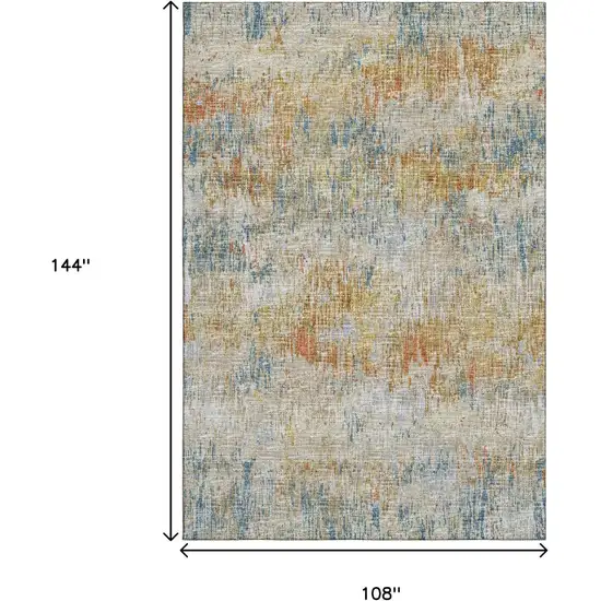 Gold Beige And Orange Abstract Washable Indoor Outdoor Area Rug Photo 8