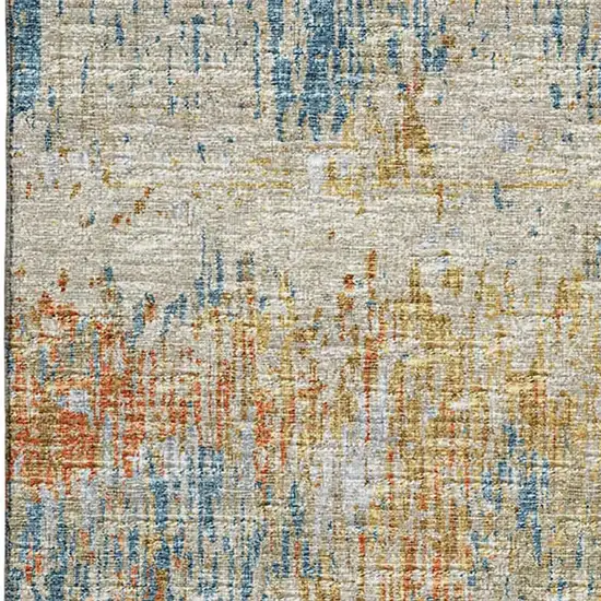 Gold Beige And Orange Abstract Washable Indoor Outdoor Area Rug Photo 4