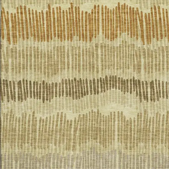 Gold Beige And Rust Striped Washable Area Rug With UV Protection Photo 3