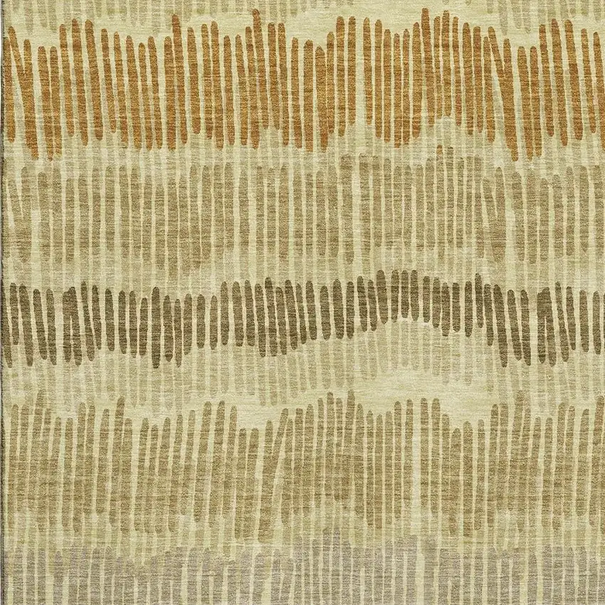 Gold Beige And Rust Striped Washable Area Rug With UV Protection Photo 3