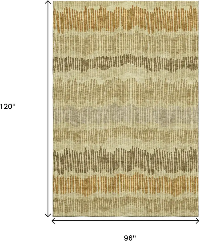 Gold Beige And Rust Striped Washable Area Rug With UV Protection Photo 9