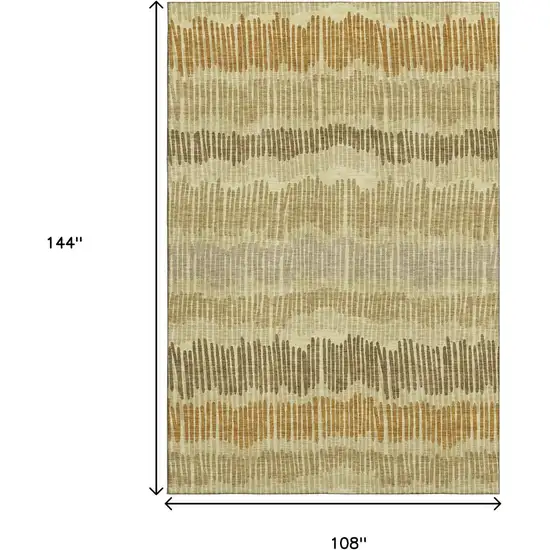 Gold Beige And Rust Striped Washable Area Rug With UV Protection Photo 9