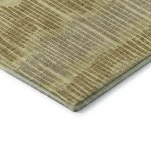 Photo of Gold Beige And Rust Striped Washable Area Rug With UV Protection