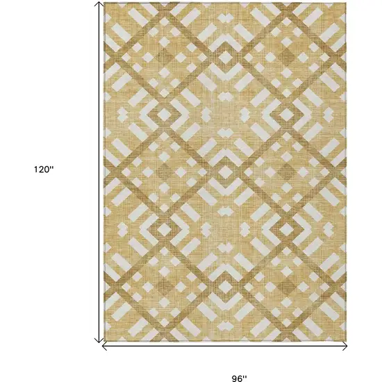 Gold Beige And Tan Geometric Washable Indoor Outdoor Area Rug Photo 3