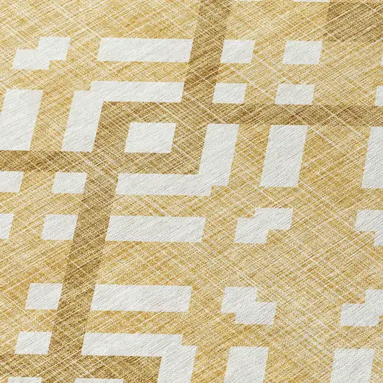 Gold Beige And Tan Geometric Washable Indoor Outdoor Area Rug Photo 5