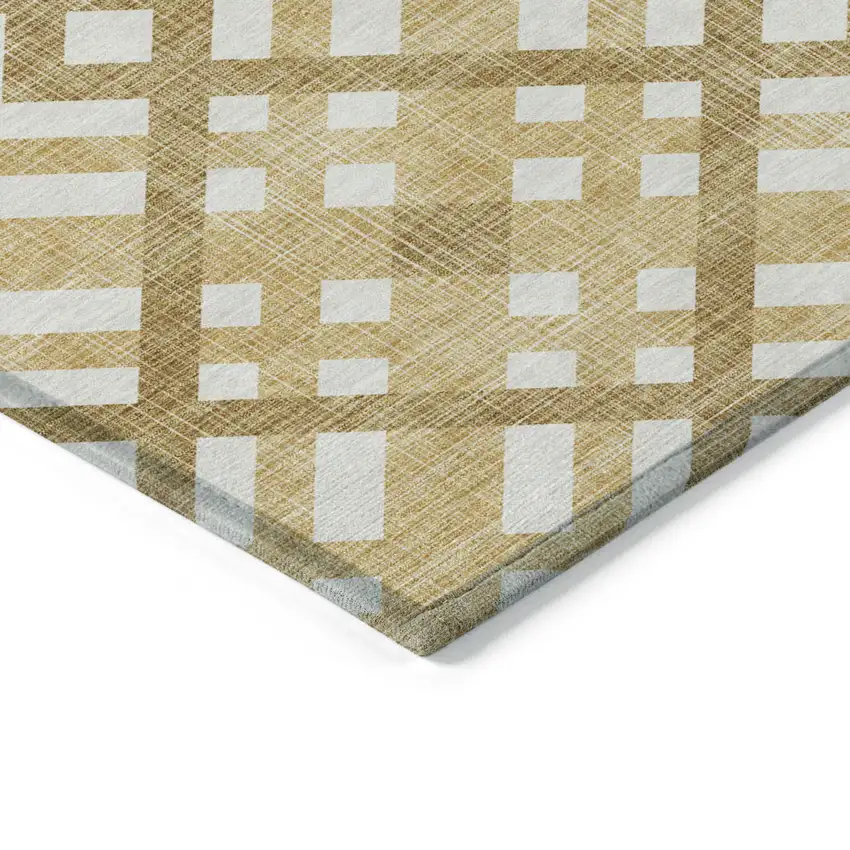 Gold Beige And Tan Geometric Washable Indoor Outdoor Area Rug Photo 4