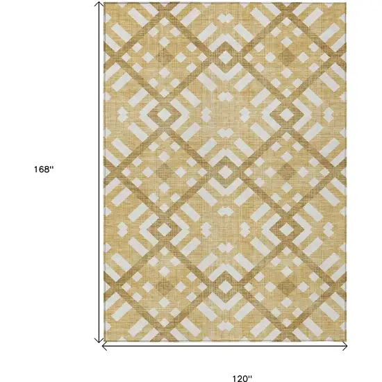 Gold Beige And Tan Geometric Washable Indoor Outdoor Area Rug Photo 3