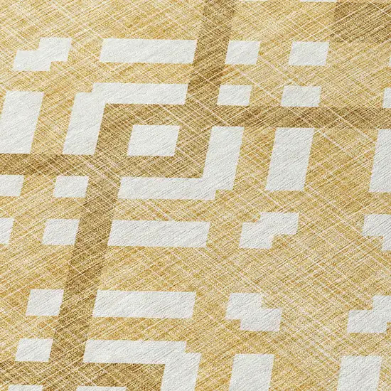 Gold Beige And Tan Geometric Washable Indoor Outdoor Area Rug Photo 5