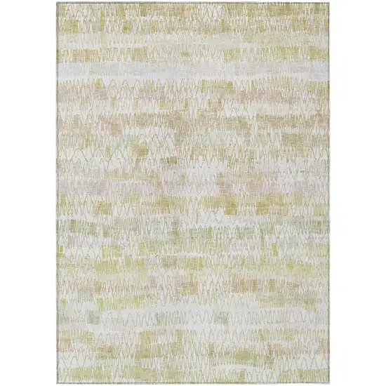 Gold Beige And Tan Striped Washable Indoor Outdoor Area Rug Photo 2