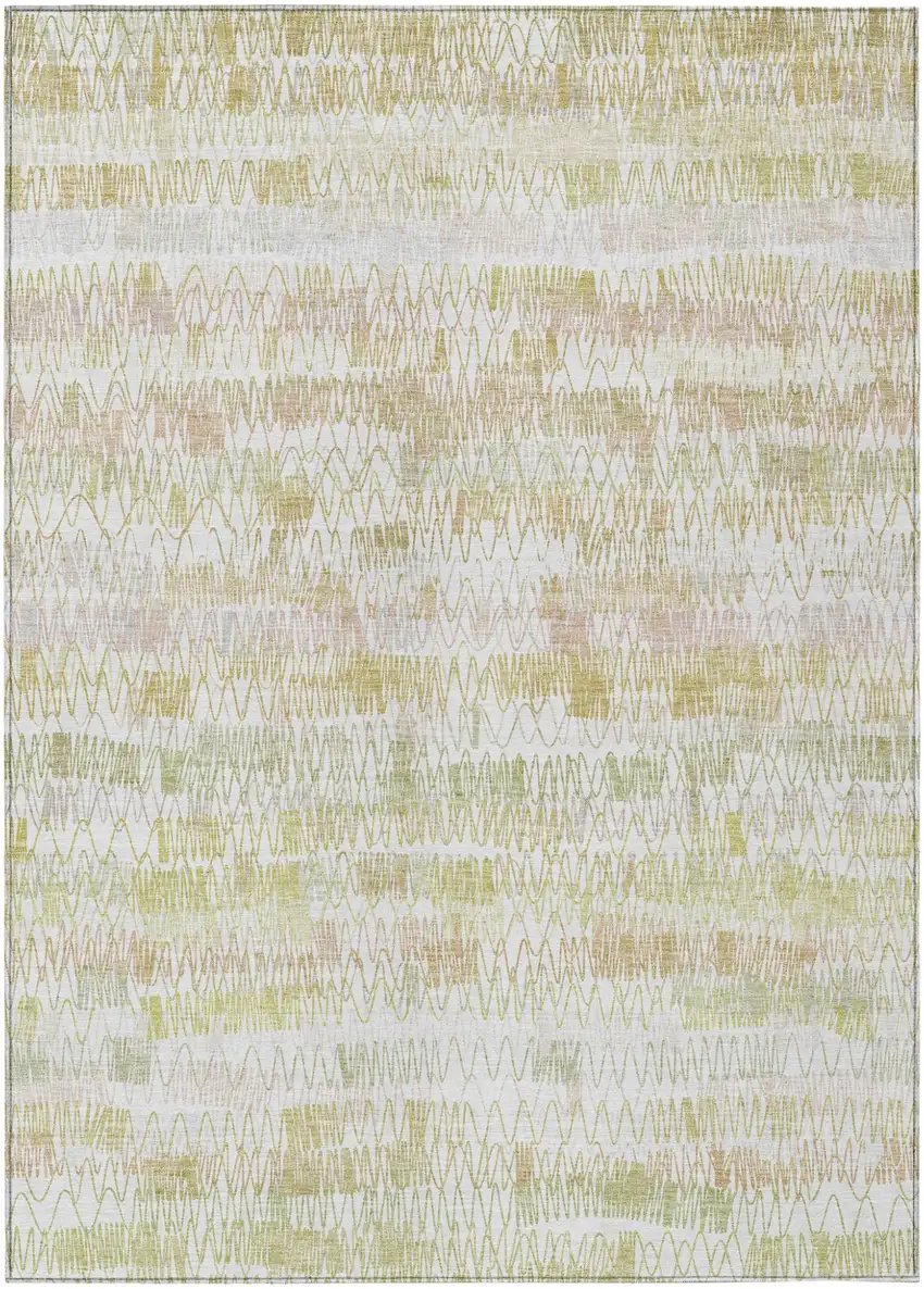 Gold Beige And Tan Striped Washable Indoor Outdoor Area Rug Photo 2