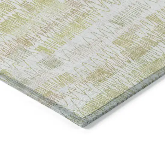 Gold Beige And Tan Striped Washable Indoor Outdoor Area Rug Photo 4
