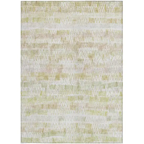 Gold Beige And Tan Striped Washable Indoor Outdoor Area Rug Photo 5