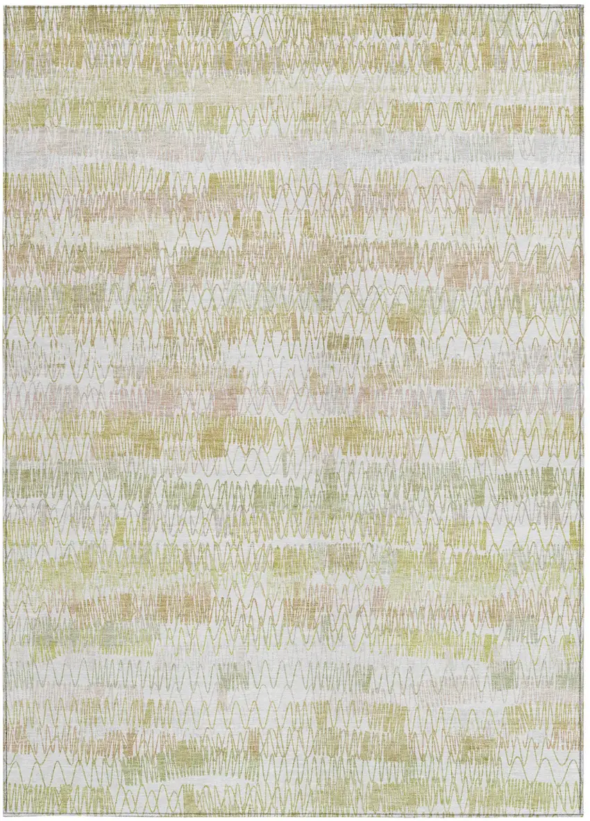 Gold Beige And Tan Striped Washable Indoor Outdoor Area Rug Photo 5