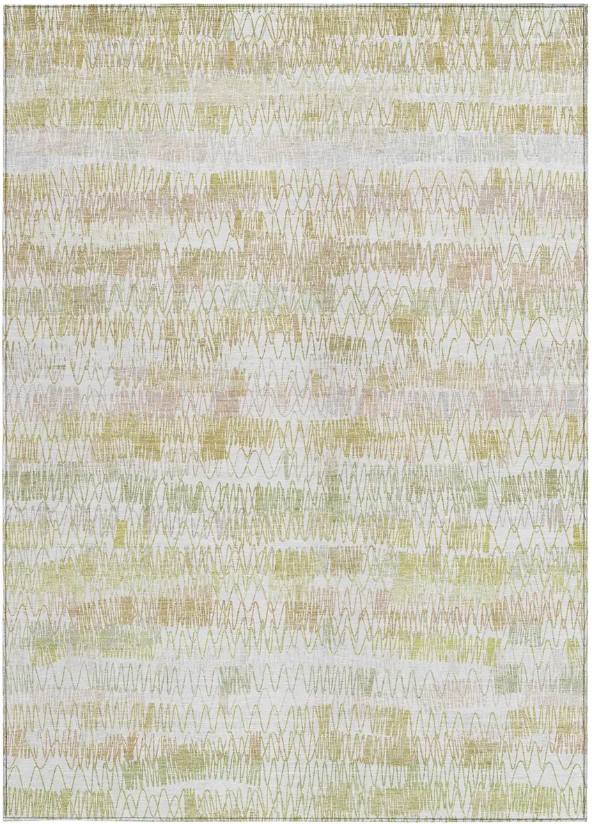 Gold Beige And Tan Striped Washable Indoor Outdoor Area Rug Photo 5