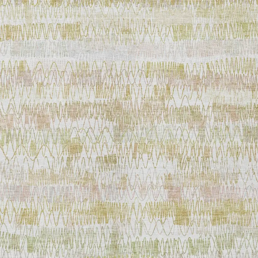 Gold Beige And Tan Striped Washable Indoor Outdoor Area Rug Photo 5