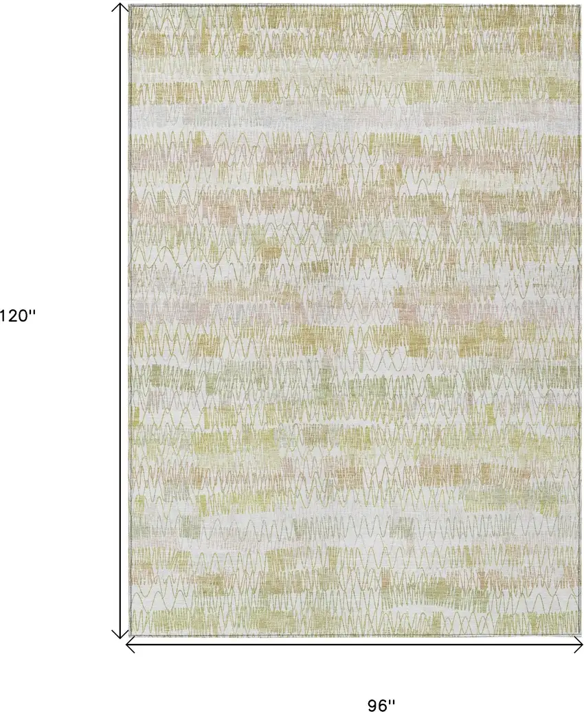 Gold Beige And Tan Striped Washable Indoor Outdoor Area Rug Photo 3