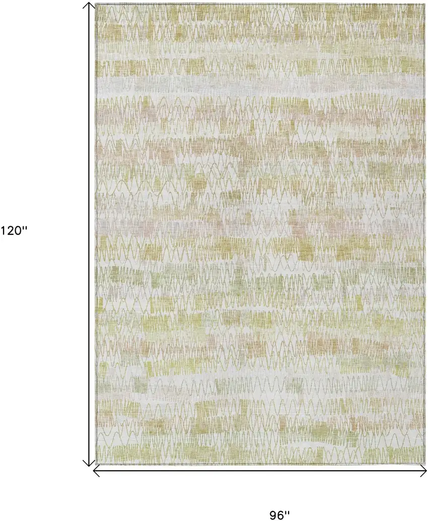 Gold Beige And Tan Striped Washable Indoor Outdoor Area Rug Photo 3