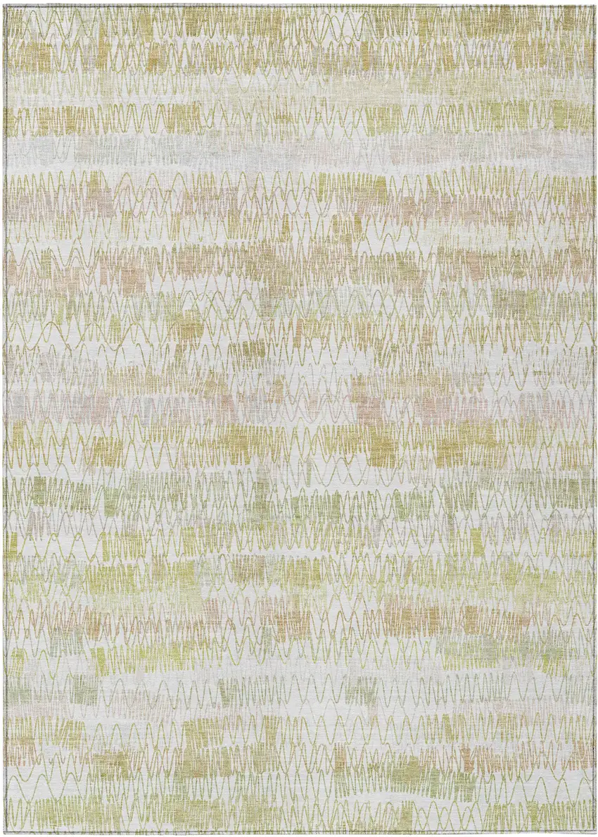 Gold Beige And Tan Striped Washable Indoor Outdoor Area Rug Photo 2