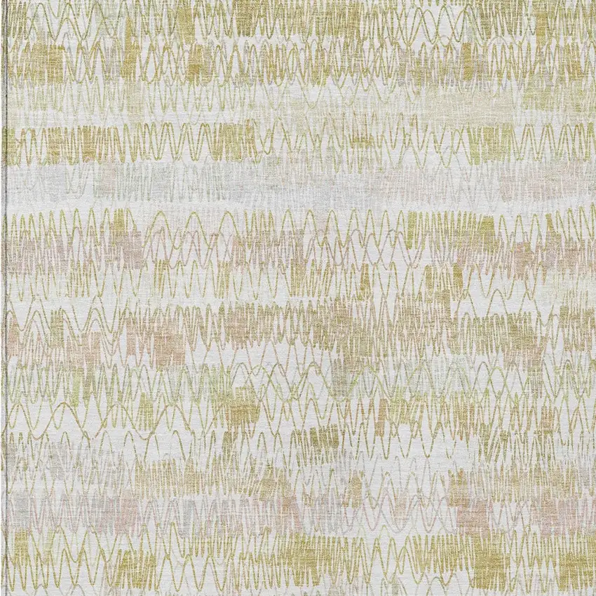Gold Beige And Tan Striped Washable Indoor Outdoor Area Rug Photo 5