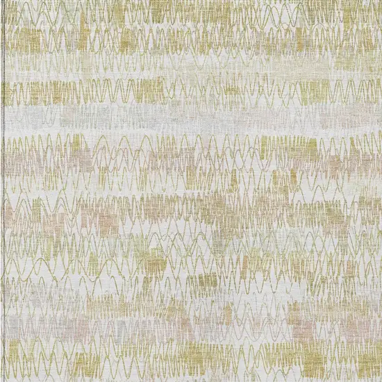 Gold Beige And Tan Striped Washable Indoor Outdoor Area Rug Photo 5