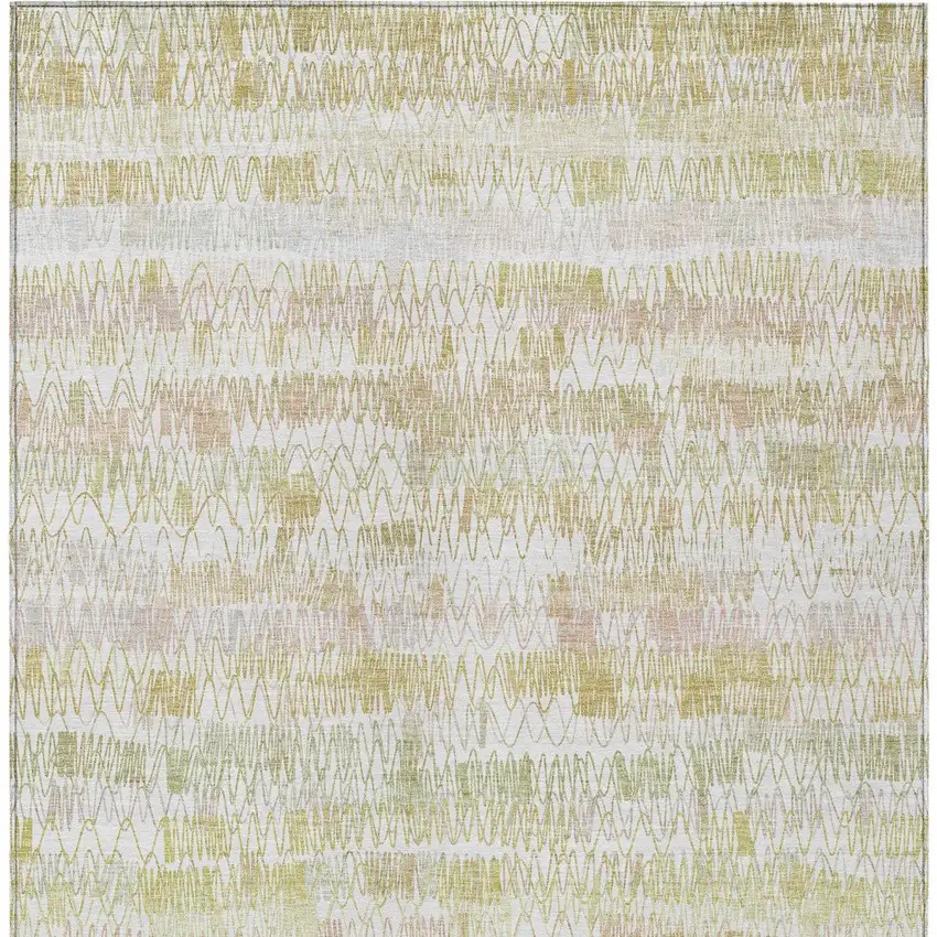 Gold Beige And Tan Striped Washable Indoor Outdoor Area Rug Photo 6