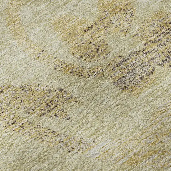 Gold Beige And Taupe Floral Washable Area Rug With UV Protection Photo 9