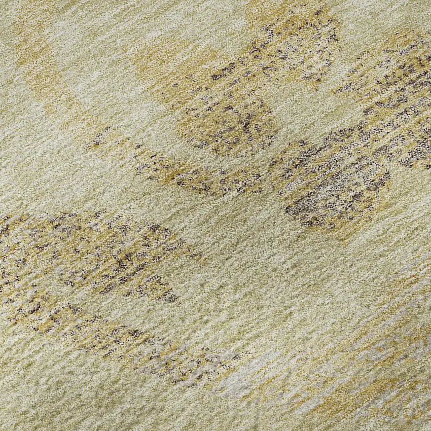 Gold Beige And Taupe Floral Washable Area Rug With UV Protection Photo 9