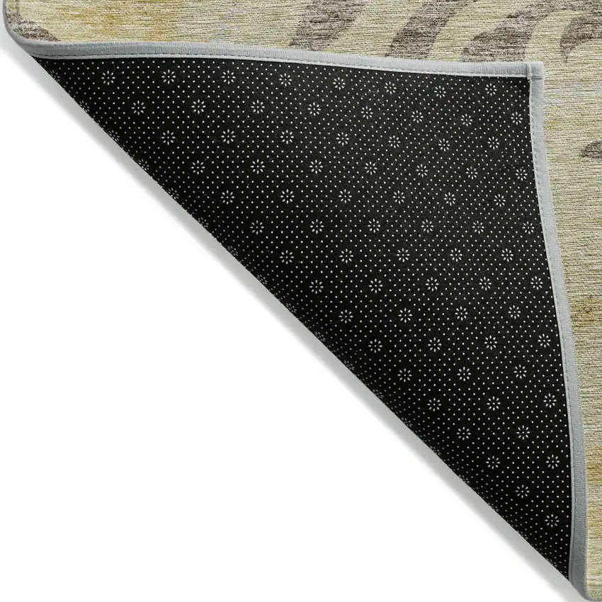 Gold Beige And Taupe Floral Washable Indoor Outdoor Area Rug Photo 3