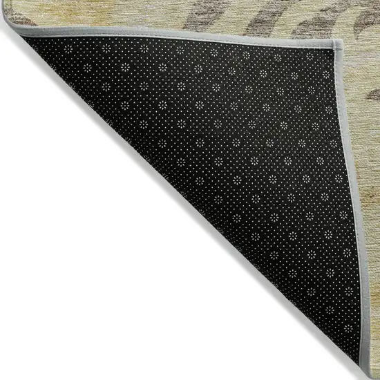 Gold Beige And Taupe Floral Washable Indoor Outdoor Area Rug Photo 3