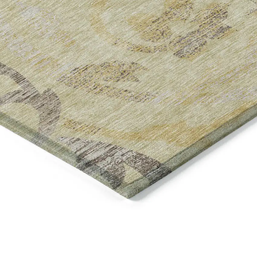 Gold Beige And Taupe Floral Washable Indoor Outdoor Area Rug Photo 4