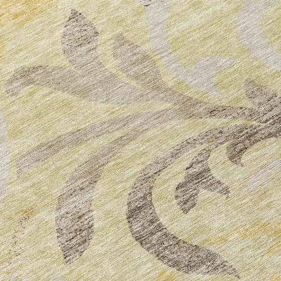 Gold Beige And Taupe Floral Washable Indoor Outdoor Area Rug Photo 7