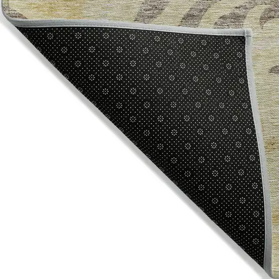Gold Beige And Taupe Floral Washable Indoor Outdoor Area Rug Photo 2